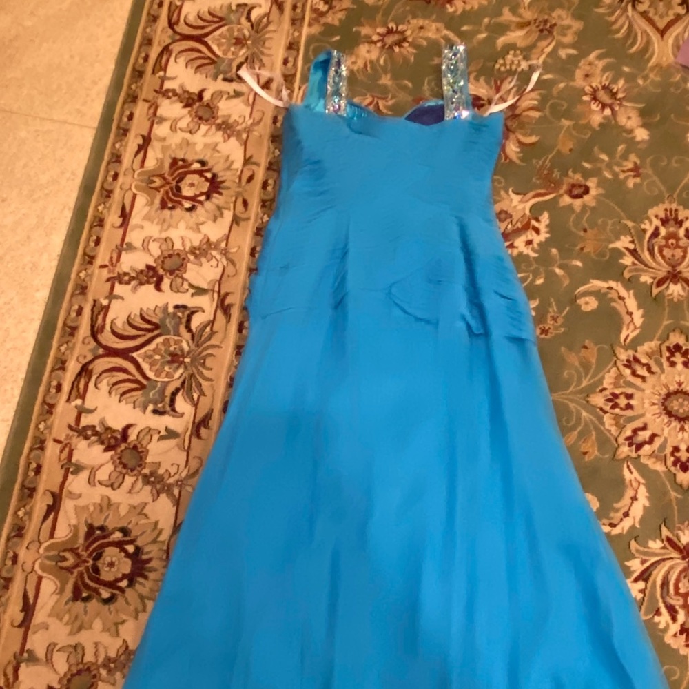 Lara Design Blue Gown With Multi Color Crystal De… - image 5